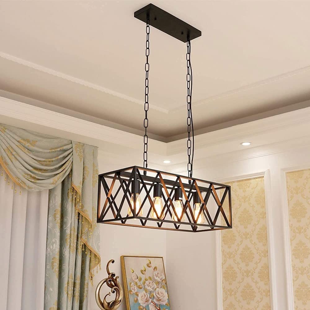 5 in 1 Chandelier Matte Black Pendant Light
