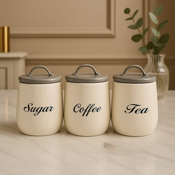 Coffee, tea and Sugar set (black/grey)