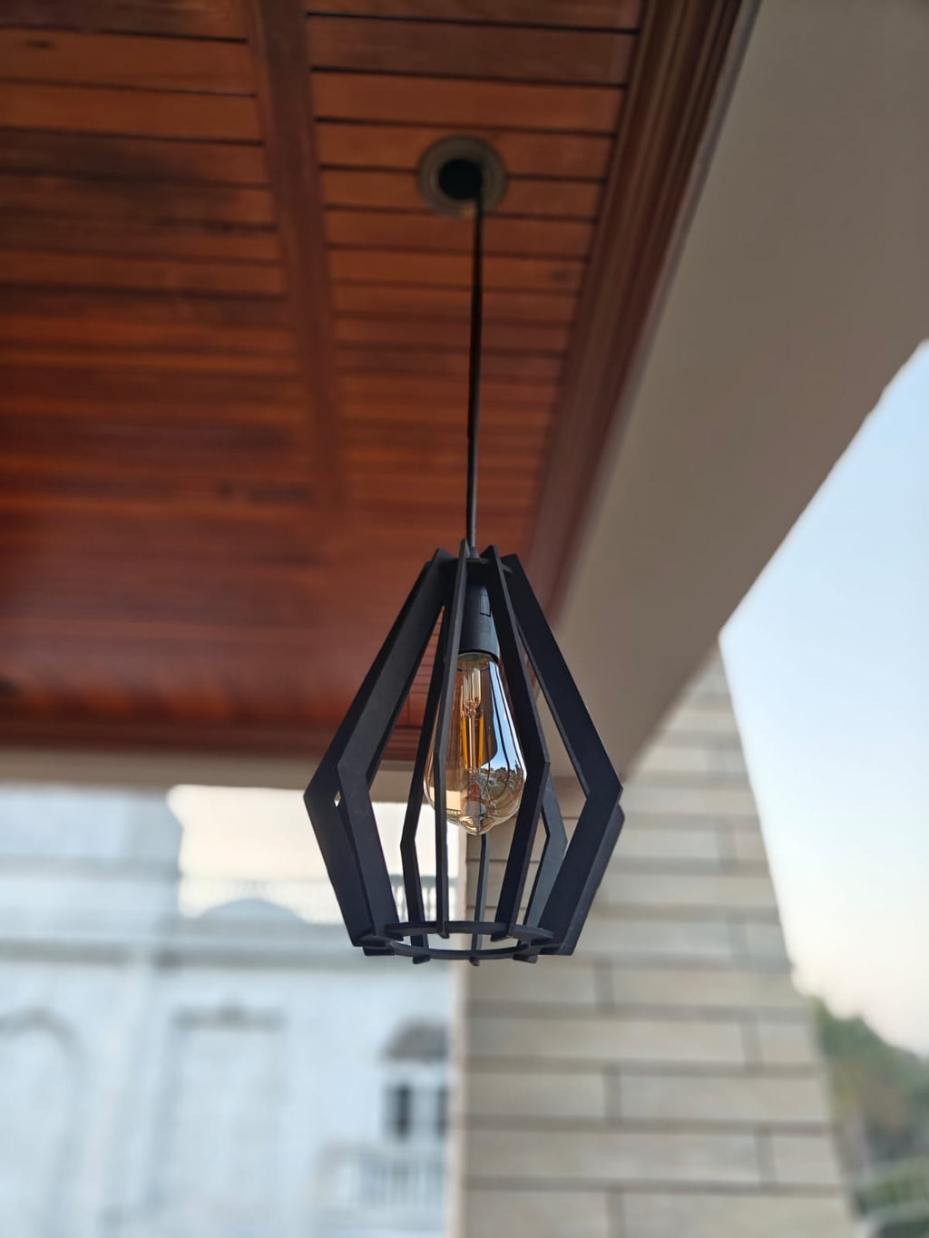 Black Wooden Hanging Pendant Light
