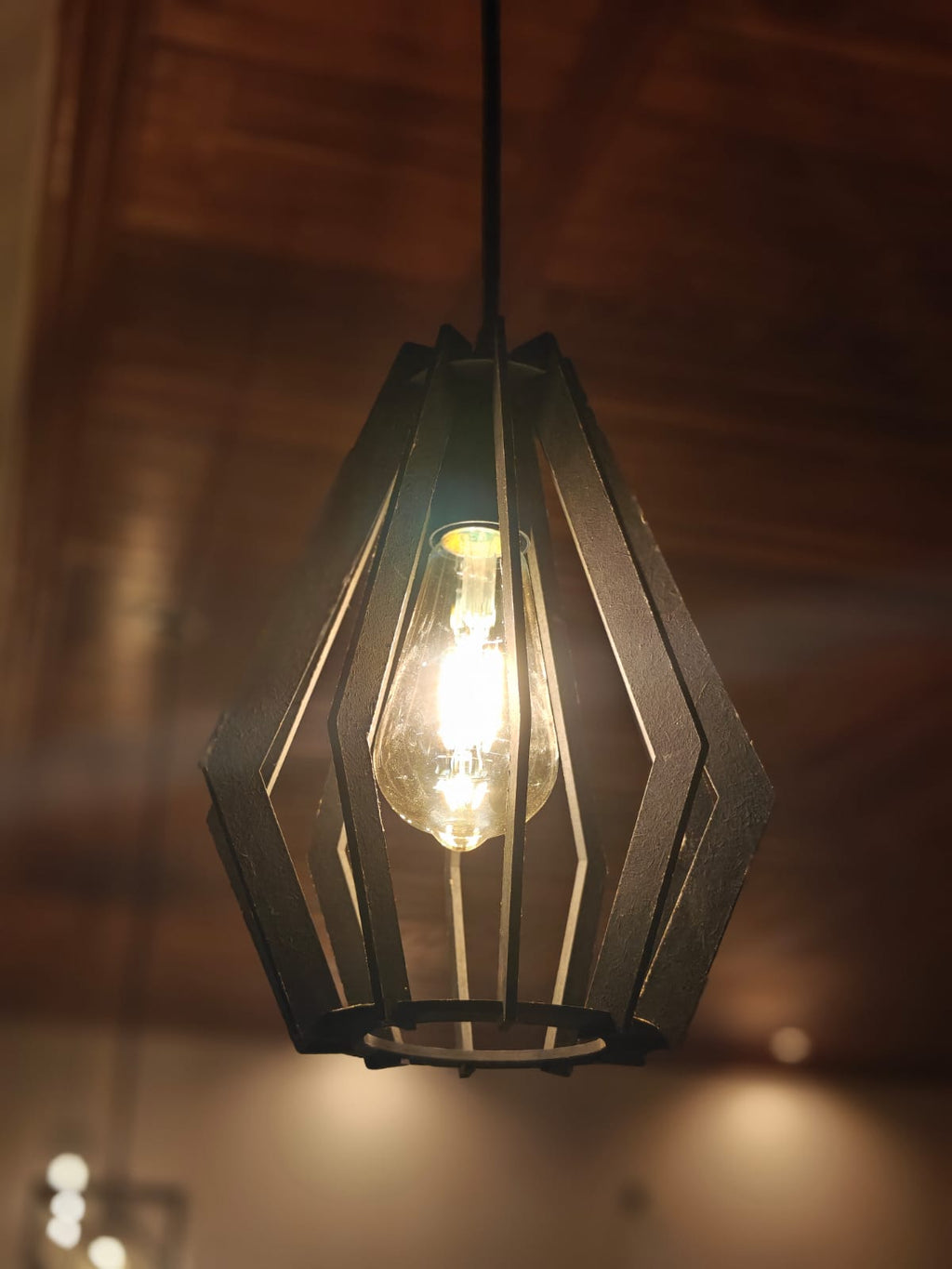 Black Wooden Hanging Pendant Light