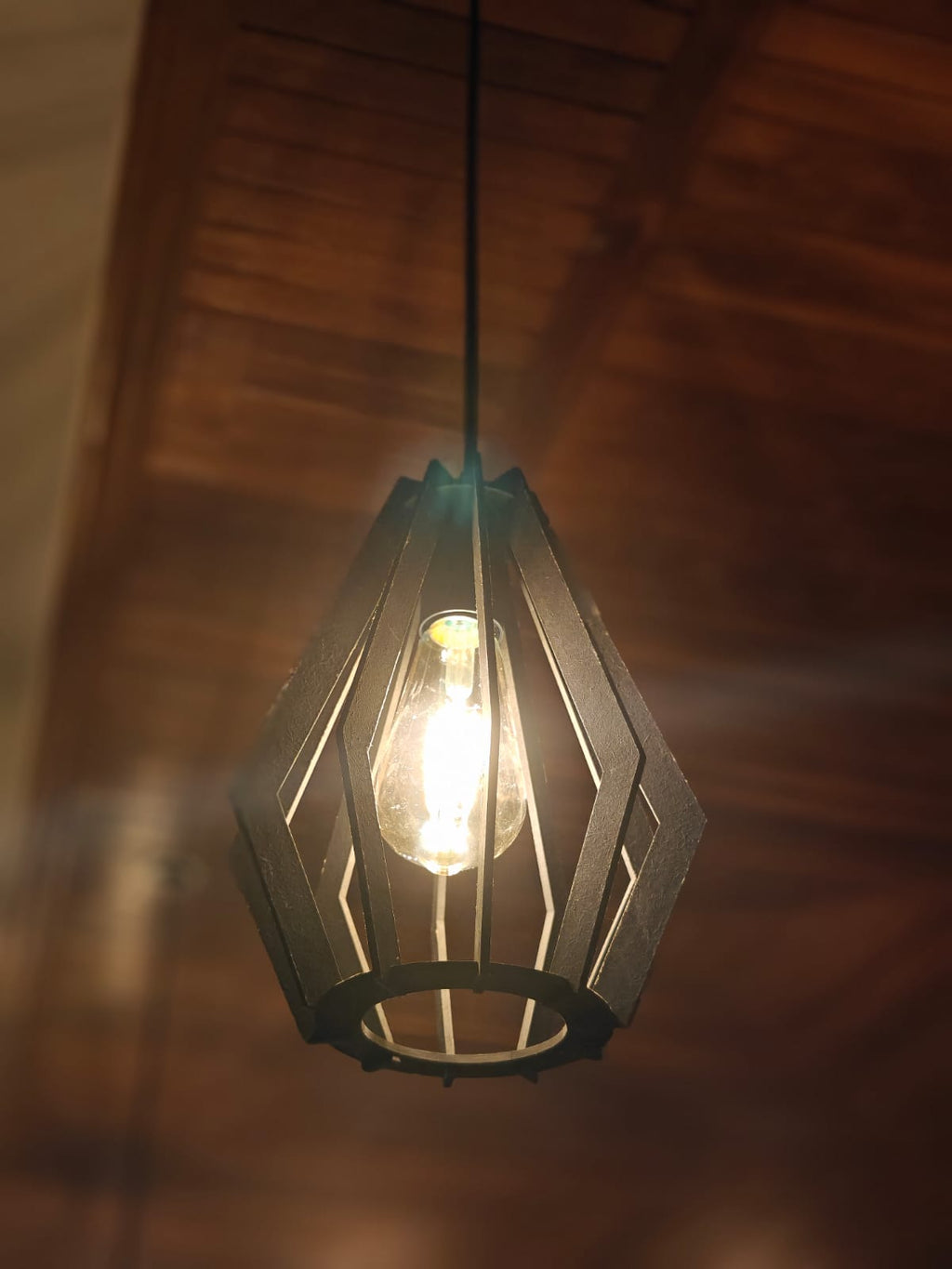Black Wooden Hanging Pendant Light