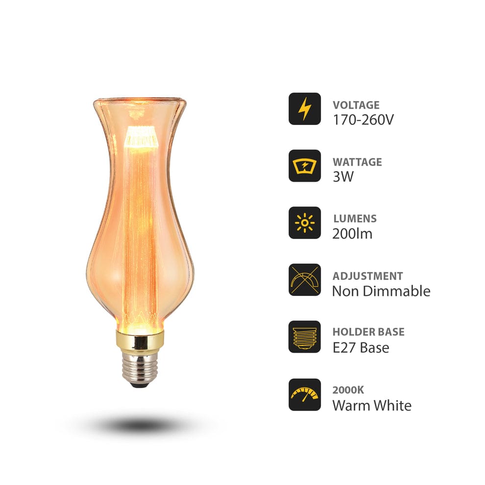 DECORATIVE FILAMENT BULB E27 3W NON-DIMMABLE