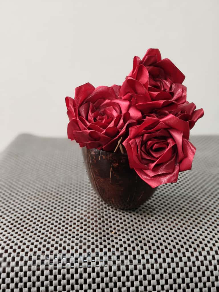 Coconut Shell Bowl Gift (with ribbon flowers)