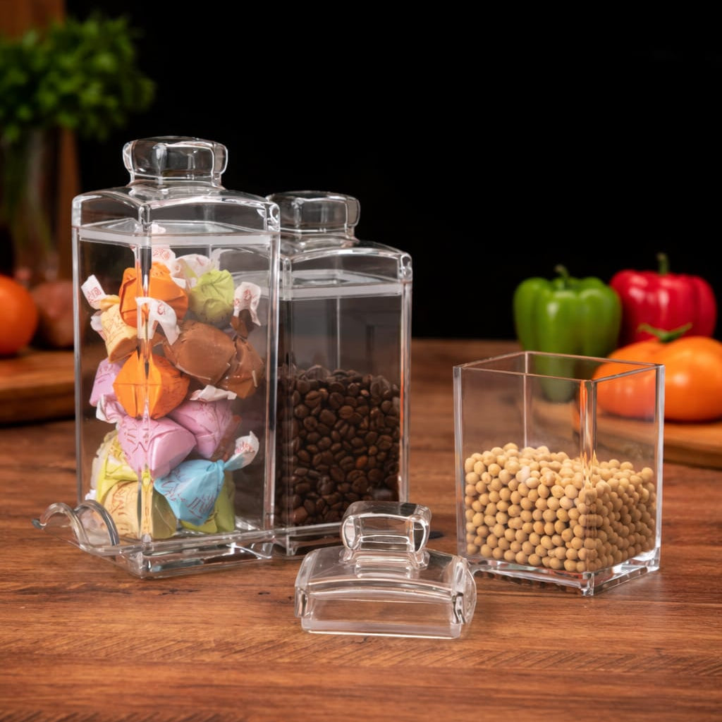 Air Tight Acrylic Canister 700ml/500ml/300ml