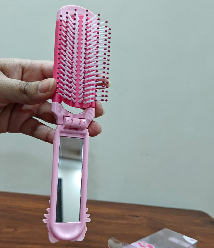Rectangle Folding Mirror Brush (Hello Kitty)
