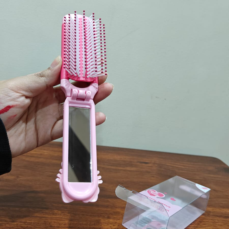 Rectangle Folding Mirror Brush (Hello Kitty)