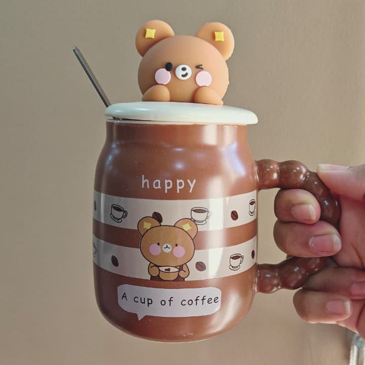 teddy face lid Mug