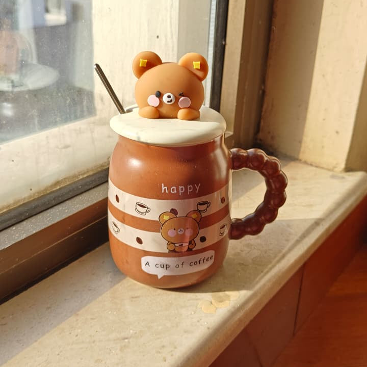 teddy face lid Mug