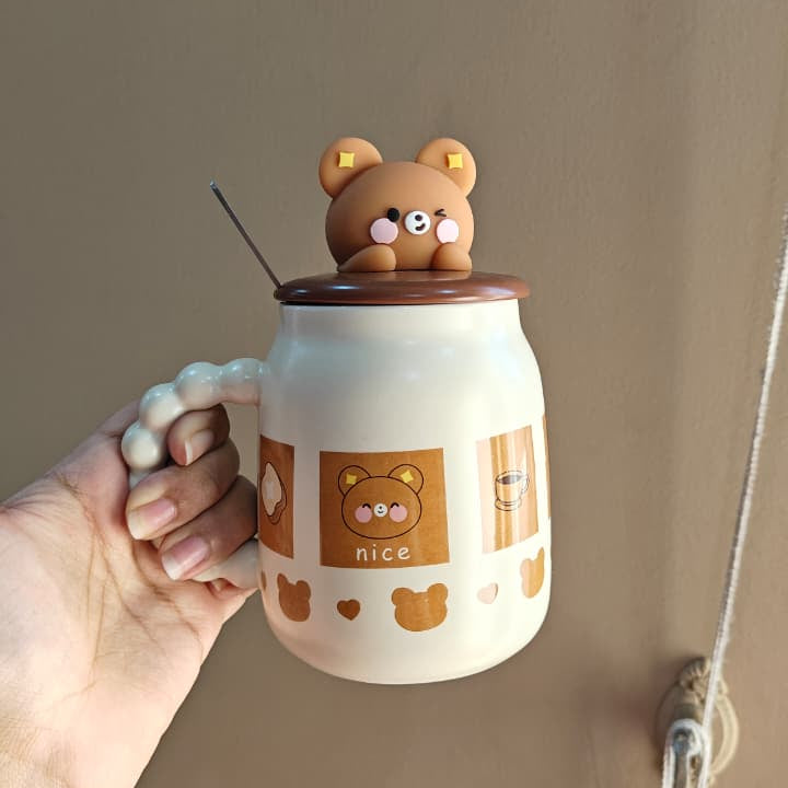 teddy face lid Mug