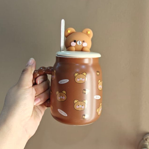 teddy face lid Mug