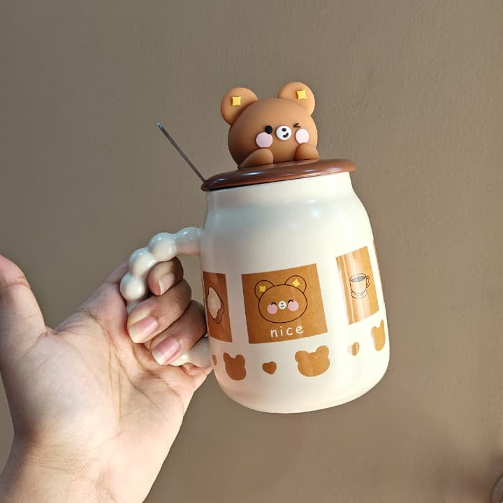 teddy face lid Mug