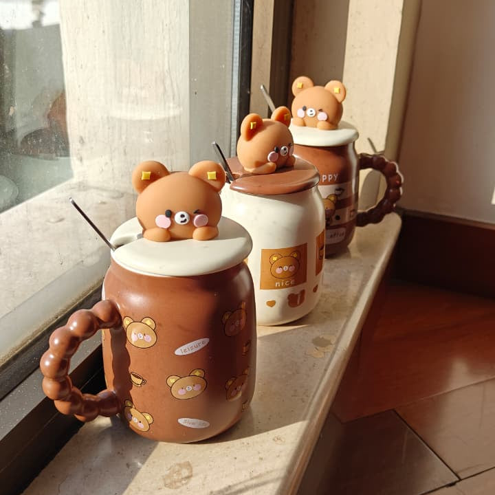 teddy face lid Mug