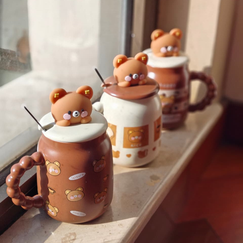 teddy face lid Mug