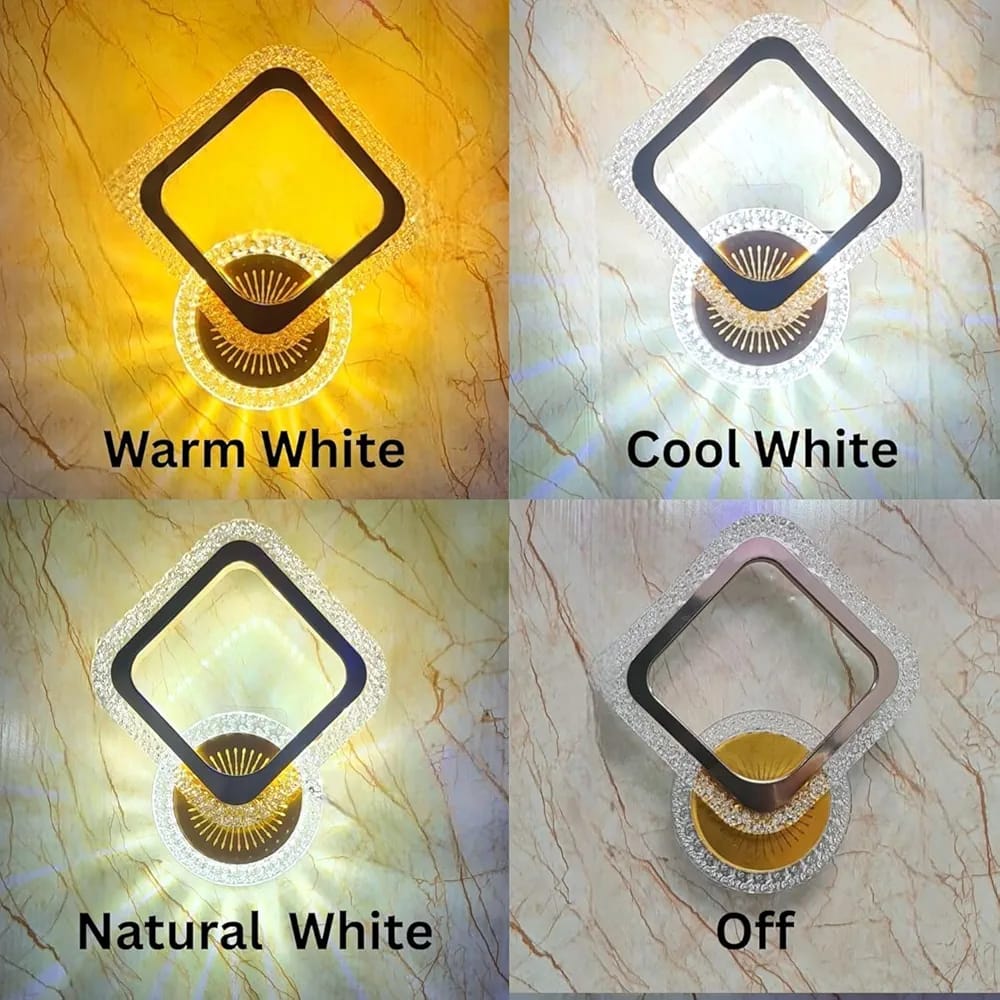 LED Golden Acrylic wall light ( 3 Modes of Color )