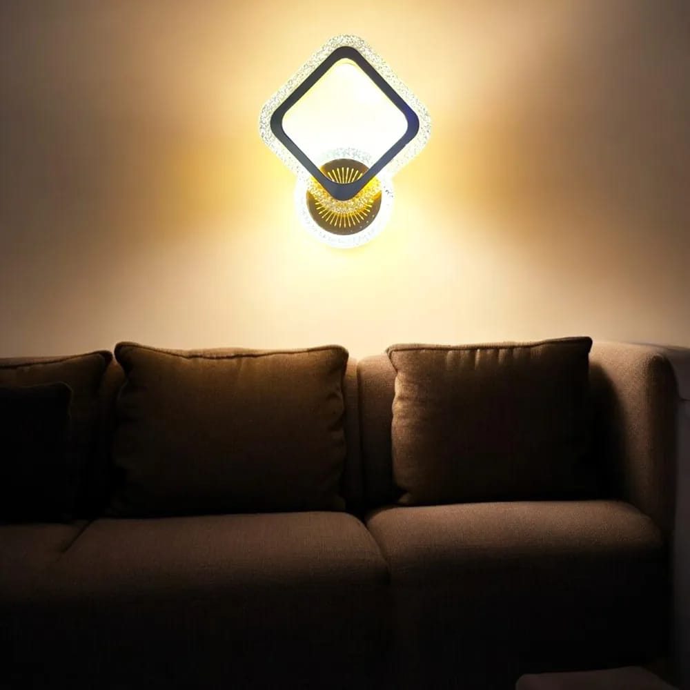 LED Golden Acrylic wall light ( 3 Modes of Color )