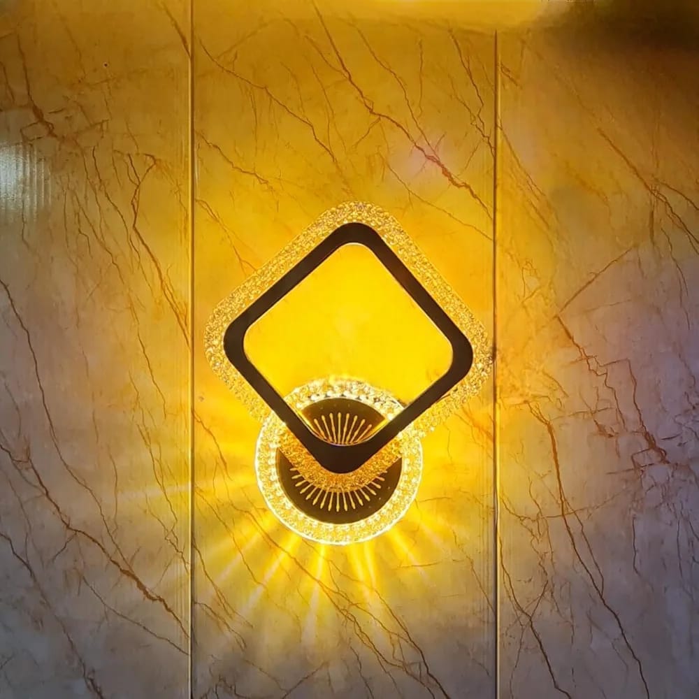 LED Golden Acrylic wall light ( 3 Modes of Color )