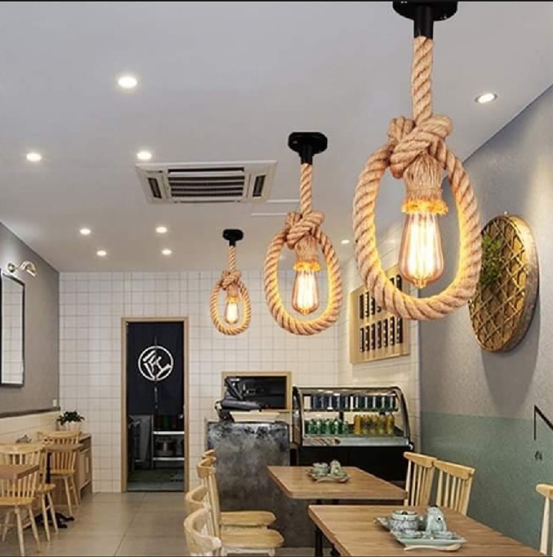 Jute Rope Hanging Light (Bulb included)
