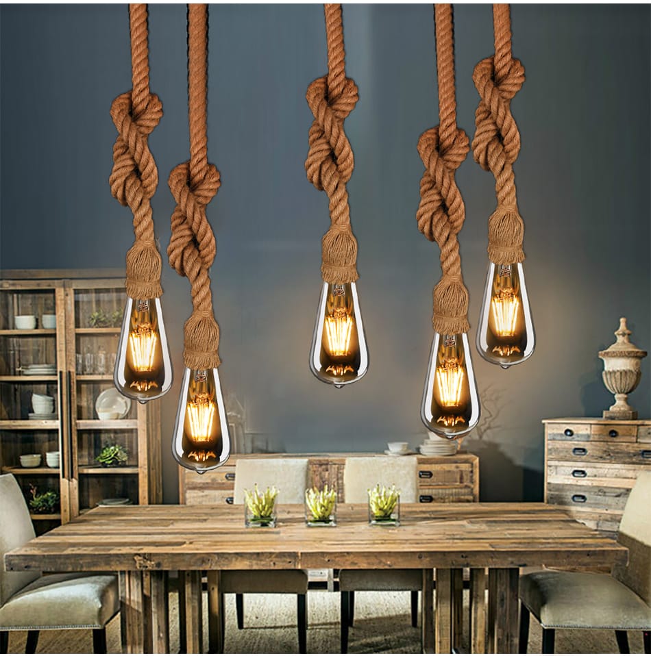 Jute Rope Hanging Light (Bulb included)