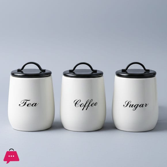 Coffee, tea and Sugar set (black/grey)