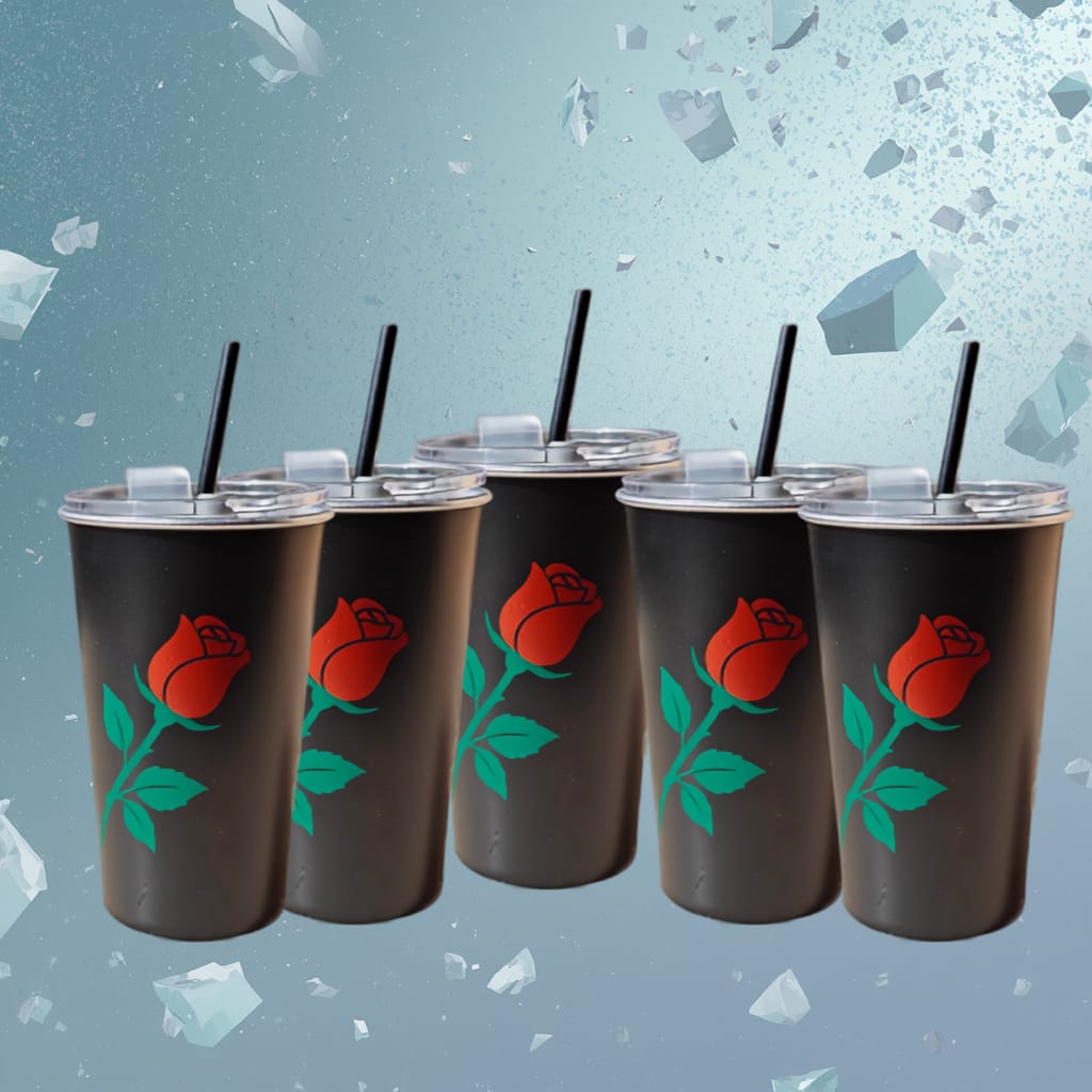 Premium Black Rose Aluminum Tumbler (470 ml)