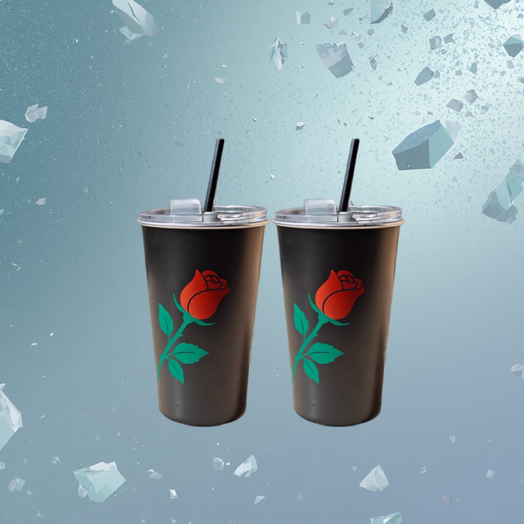 Premium Black Rose Aluminum Tumbler (470 ml)